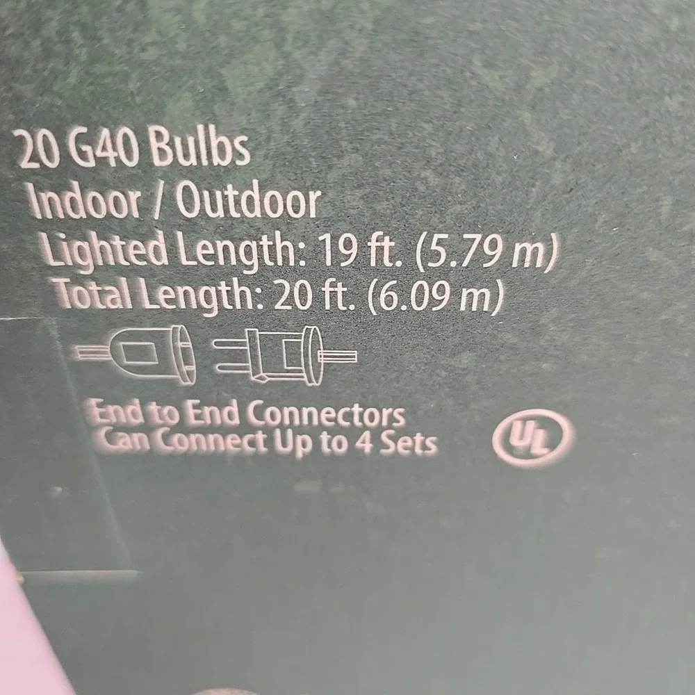 Decorative 20 Light Set G40 Indoor Outdoor Silver Copper 20‎ Ft Lot Of 2